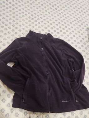 Eddie Bauer Full-Zip Teddy Fleece Jacket in Deep Purple
